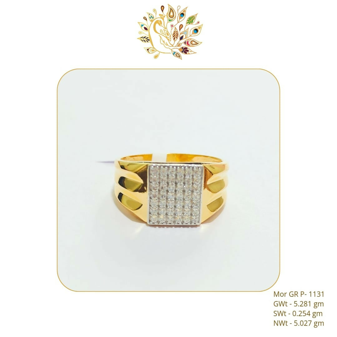 22kt Mor CZ Stoneless Gents Ring Sarafa Bazar India