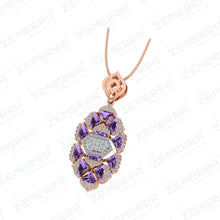 14K Gold Diamond Pendent Set With Purple Stone Sarafa Bazar India