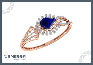 14K Real Diamond & Gold Bracelets With Blue Stone Sarafa Bazar India