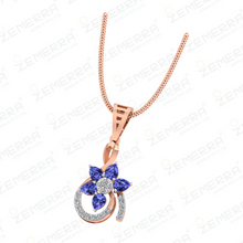 Dizzling Diamond Floral Pendant Set in14K Rose Gold Sarafa Bazar India