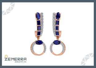 Radiant 14K Rose Gold Diamond Drop J-shape Bali For Her Sarafa Bazar India