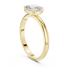 Emerald Cut Lab Grown Diamond Women's Ring 9Kt Yellow Gold LR-71 Sarafa Bazar India