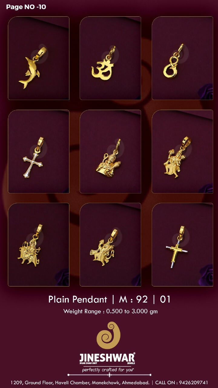 22kt Plain Pendants Sarafa Bazar India