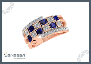 Unique 14K Gold Diamond Band Ring Sarafa Bazar India