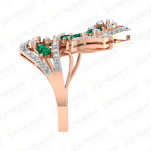 Top Rated 14K Gold Diamond Green Pear Cut Stone Butterfly Ring Sarafa Bazar India
