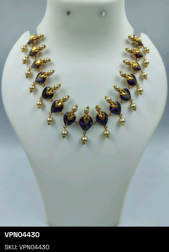 Light Weight CZ Polki Necklace Sarafa Bazar India