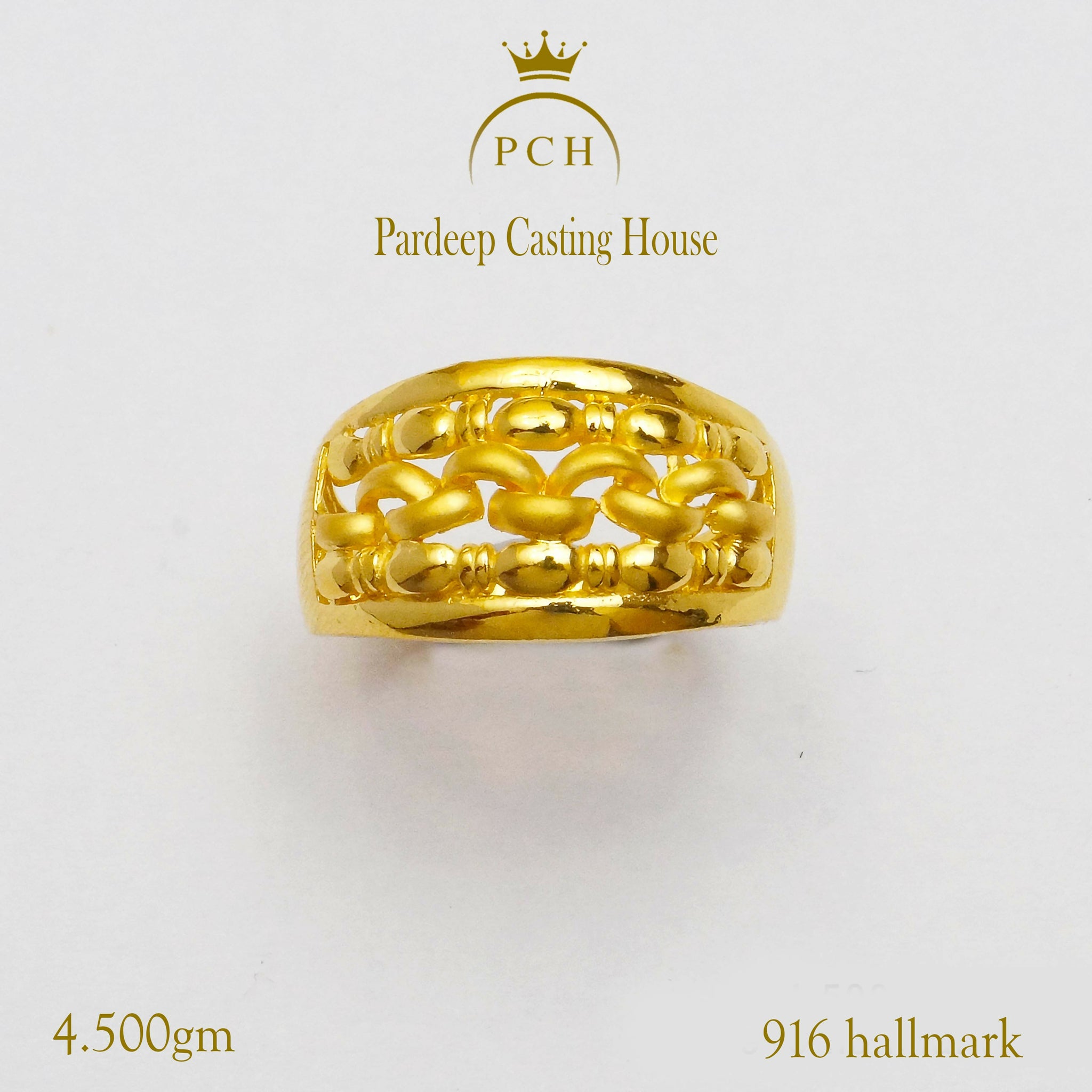 (12) Ritzy 22kt Yellow Gold Chain Link Ring