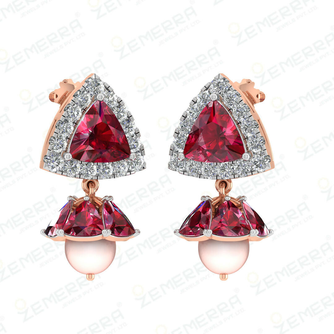 14K Drop Earrings with Real Diamonds Sarafa Bazar India