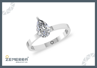 Pear Cut Solitaire Diamond Ring In 14K White Gold Sarafa Bazar India