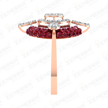 Delicate 14K Gold Diamond Ruby Stone Cocktail Ring