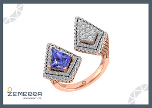 Kite-Shaped Tanzanite Center Stone in 14KT Rose Gold Sarafa Bazar India