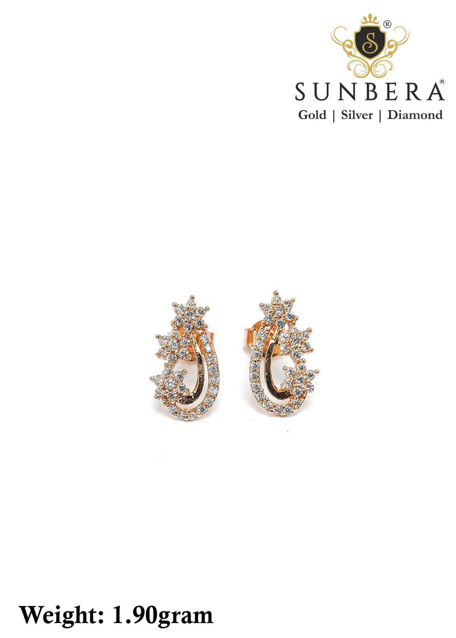 925 Silver Rose Gold Earring Sarafa Bazar India