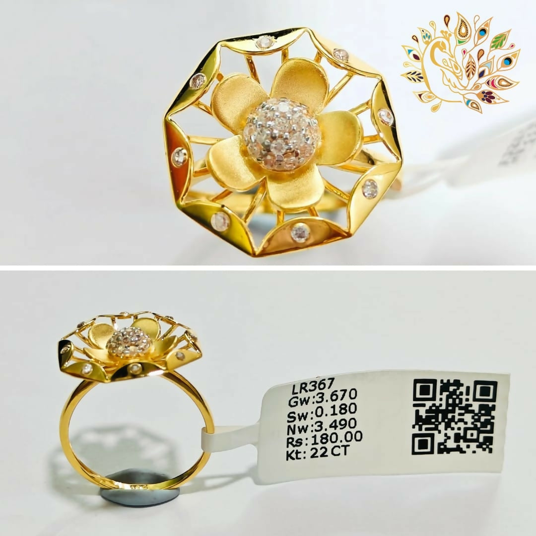 22kt CZ Ladies Ring Sarafa Bazar India