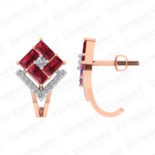 14K gold with a lab-grown diamond Bali and Ruby Buguette cut Sarafa Bazar India