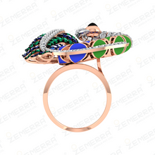 Elegant 14k Rose Gold Diamond Peacock Design Ring Sarafa Bazar India
