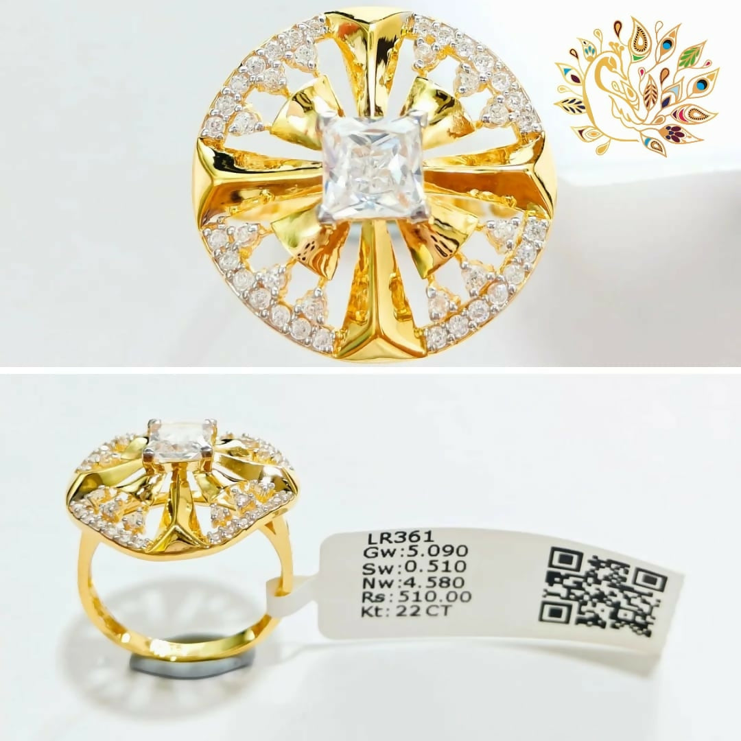 22kt CZ Ladies Ring Sarafa Bazar India