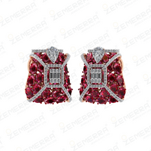 Trendy 14K Rose Gold Diamond Red Stone Necklace Set Sarafa Bazar India