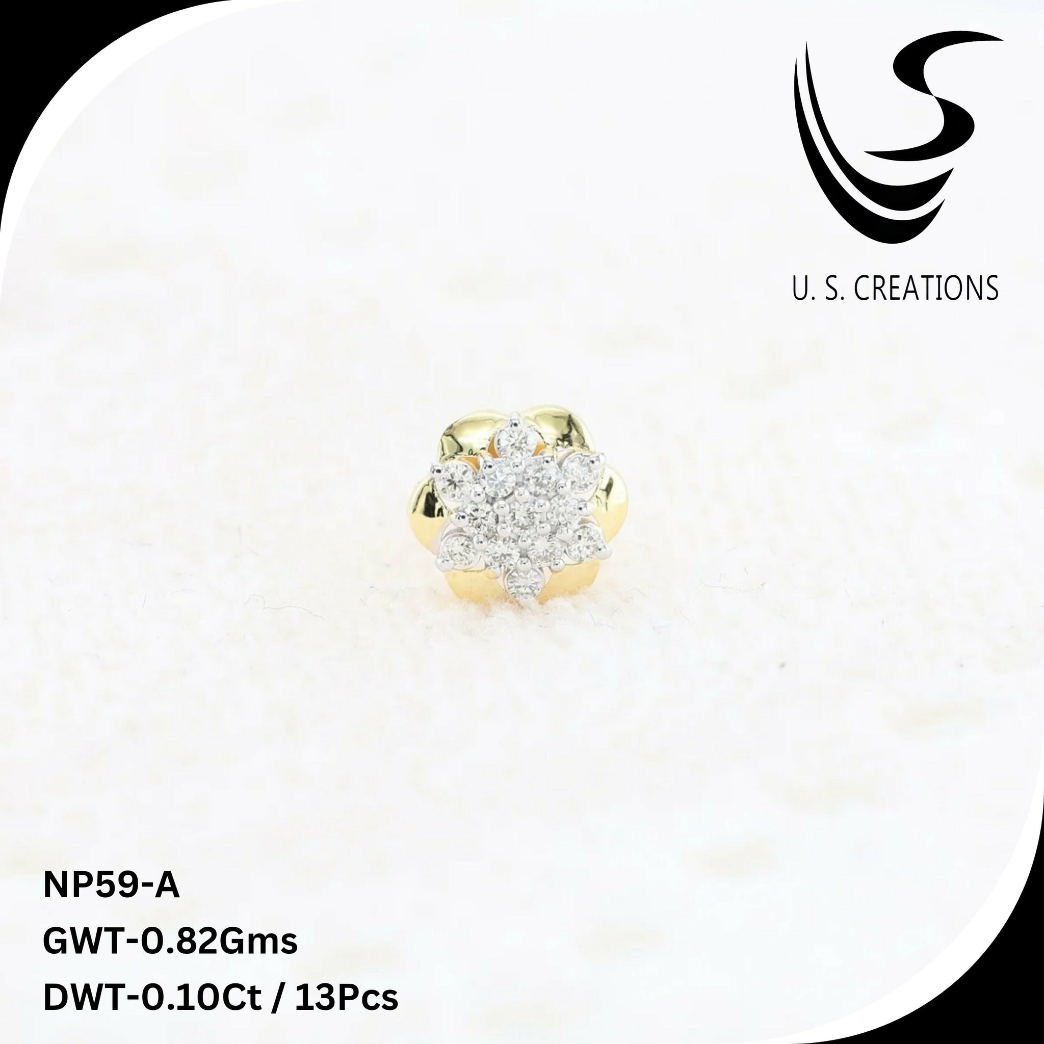 Elegant Gold & Diamond Nose Pin-NP-59-A Sarafa Bazar India