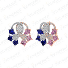 14K Rose Gold Diamond Pendant Set With Two Color Stone Sarafa Bazar India