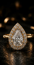 Pear Cut Lab Grown Diamond Women's Ring 9Kt Rose Gold LR-77 Sarafa Bazar India