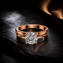 Round Cut Lab Grown Diamond Women's Ring 9Kt Rose Gold LR-5 Sarafa Bazar India