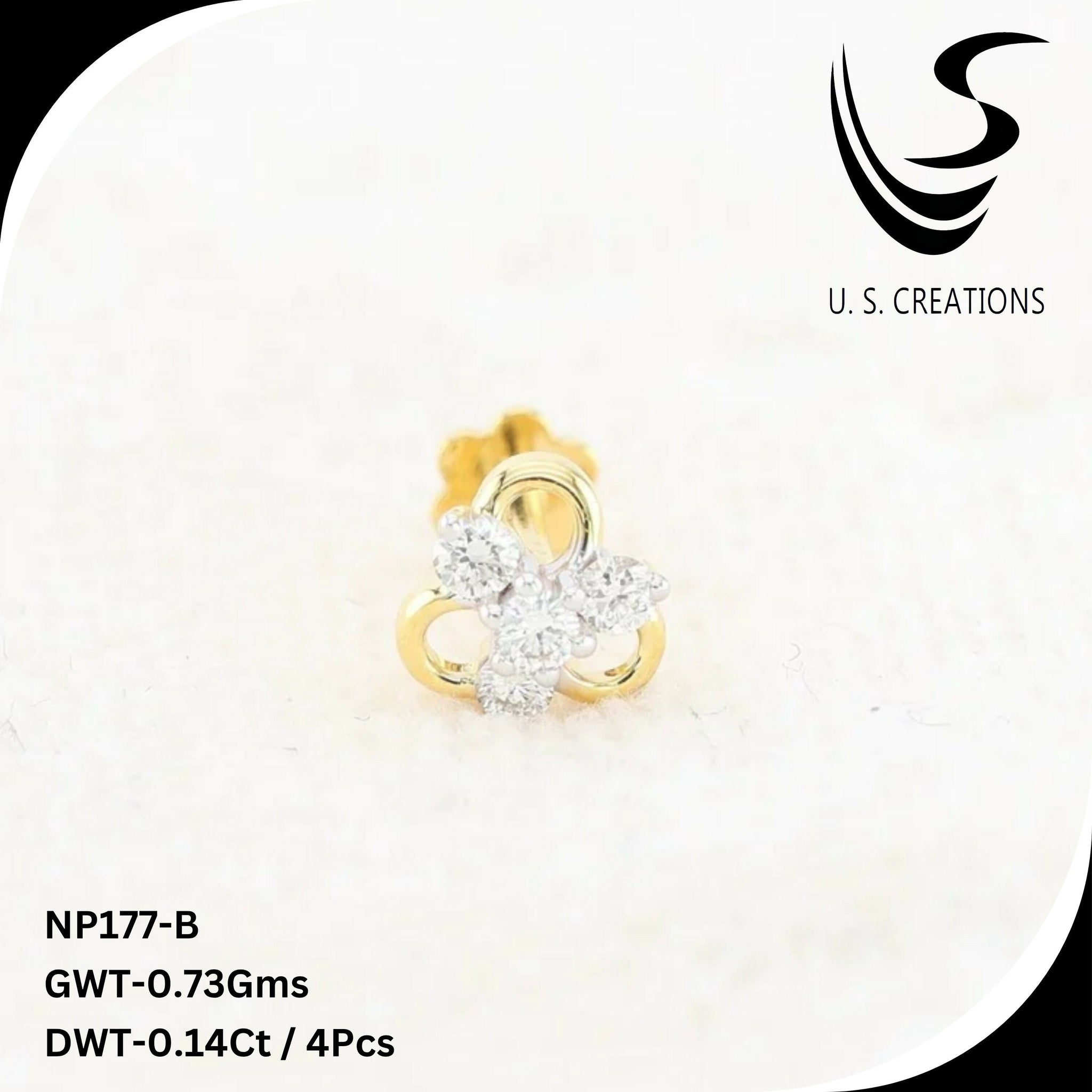 Exquisite Gold & Diamond Nose Pin -NP-177-B Sarafa Bazar India