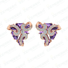 14K Rose Gold Diamond Unique Stud Earrings Sarafa Bazar India