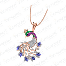 Elegance 14k Gold Diamond Peacock Motif Pendant Set Sarafa Bazar India