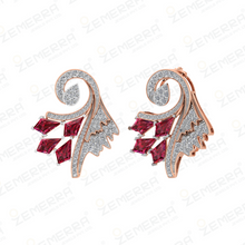 14k Gold swirling design with brilliant-cut diamonds Earring Sarafa Bazar India