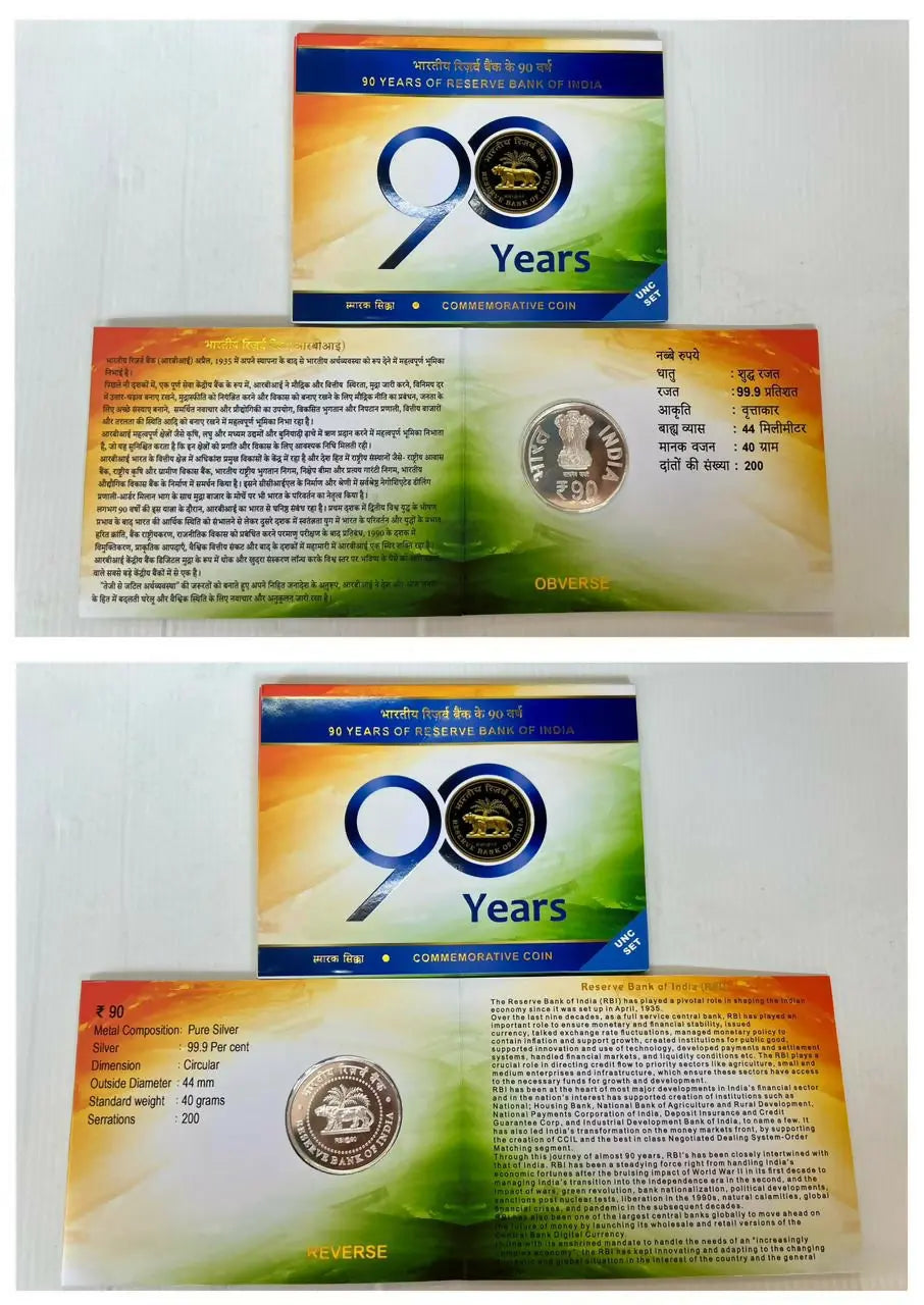 90 years Commemorative Silver Coin Sarafa Bazar India