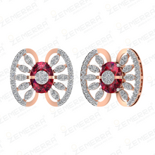 Sparking 14K Rose Gold Diamond Oval Cluster Pendant Set Sarafa Bazar India