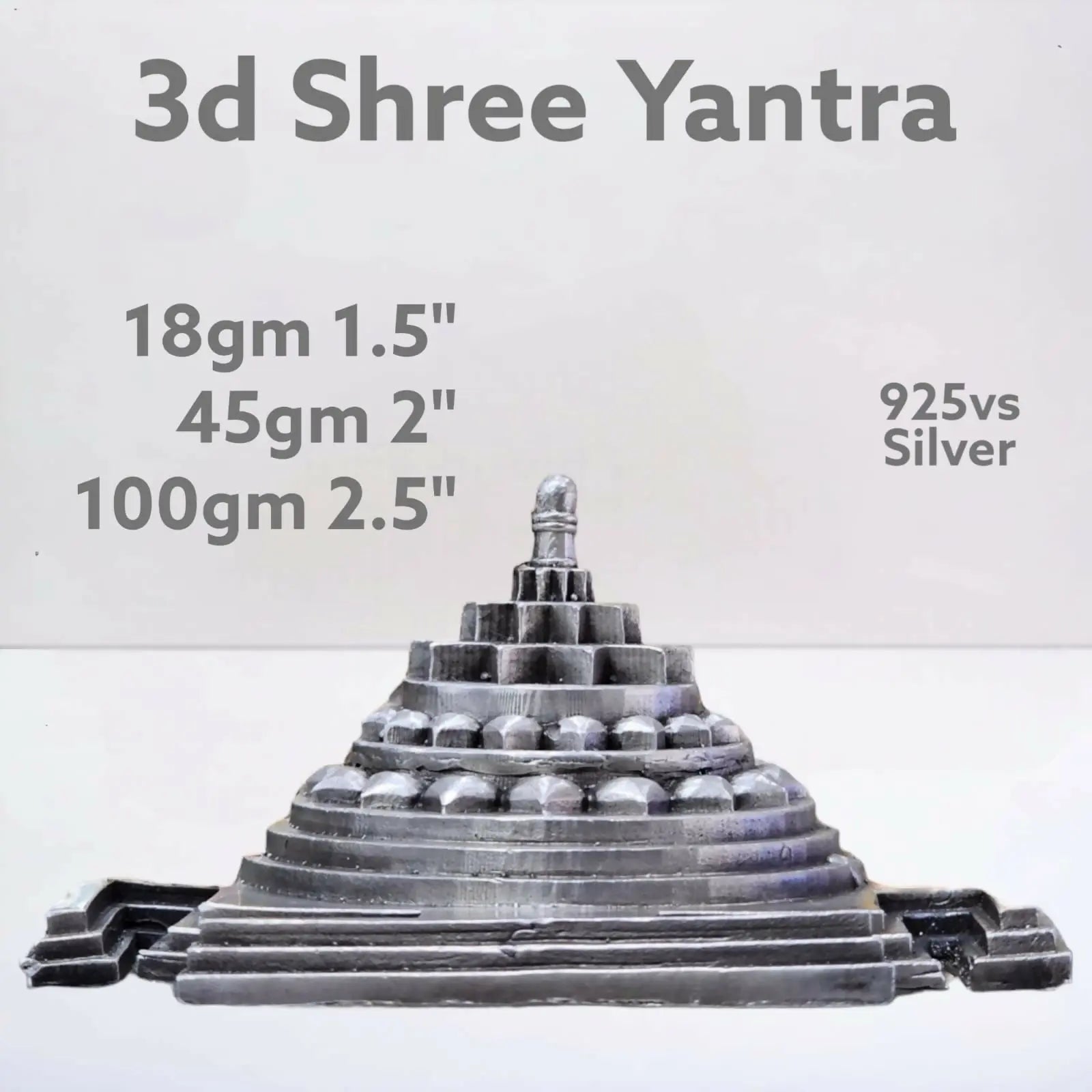 925 Silver 3d Shree Yantra Sarafa Bazar India