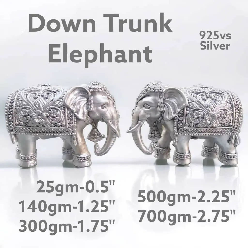 925 Silver Down Trunk Elephant Sarafa Bazar India