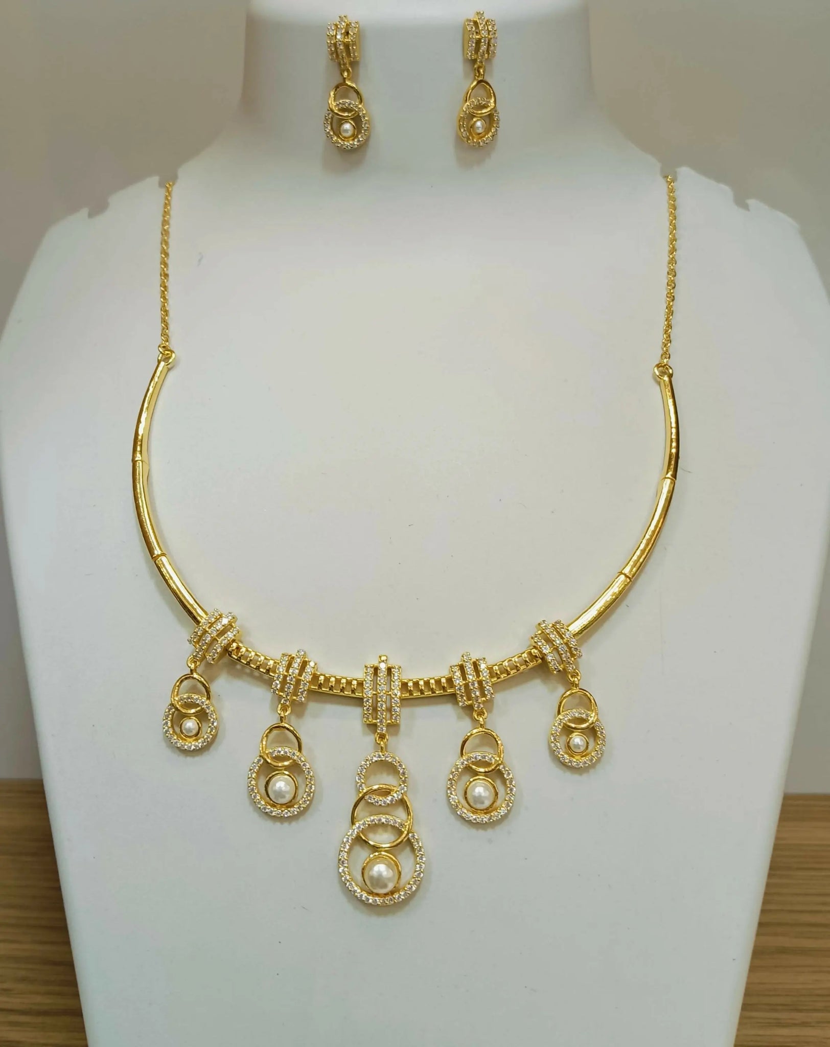 925 Silver Gold Plated Necklace Sarafa Bazar India