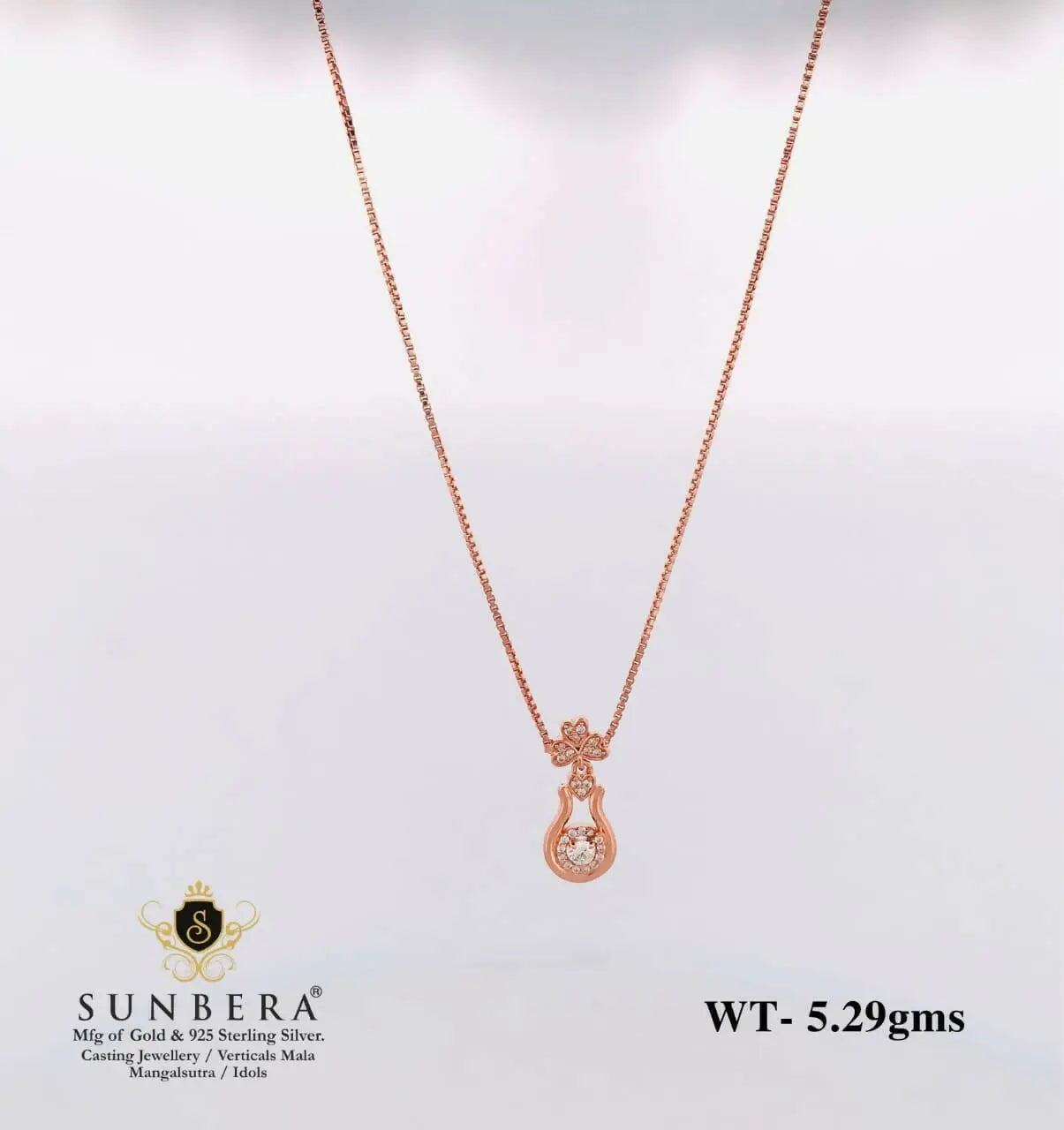 925 Silver Rose Gold Chain Set Sarafa Bazar India