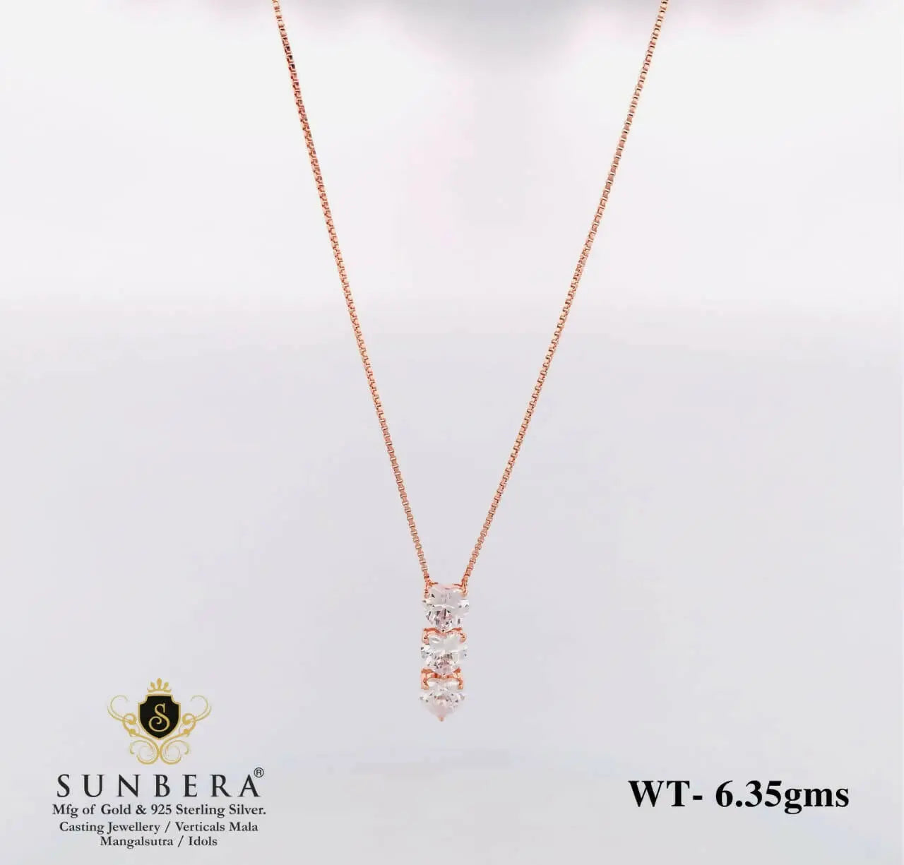 925 Silver Rose Gold Chain Set Sarafa Bazar India