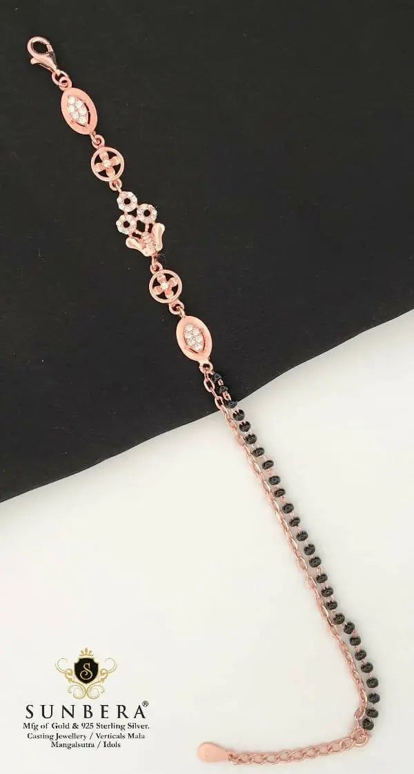 925 Silver Rose Gold Mangalsutra Bracelet Sarafa Bazar India