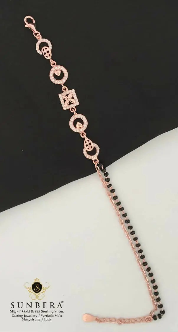 925 Silver Rose Gold Mangalsutra Bracelet Sarafa Bazar India