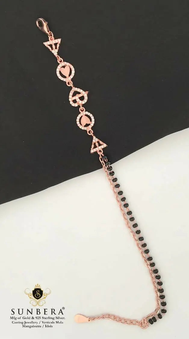 925 Silver Rose Gold Mangalsutra Bracelet Sarafa Bazar India