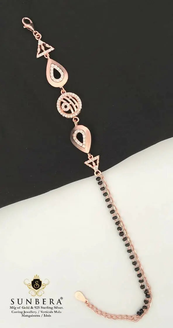 925 Silver Rose Gold Mangalsutra Bracelet Sarafa Bazar India