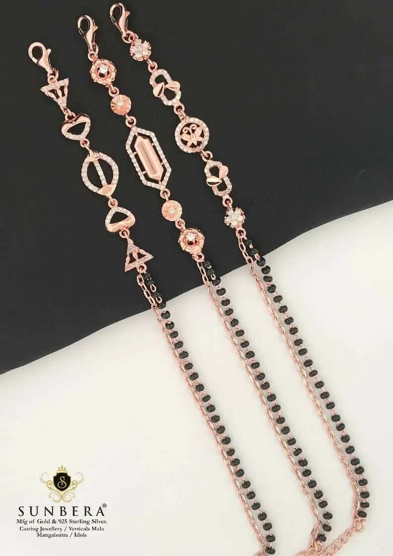 925 Silver Rose Gold Mangalsutra Bracelet Sarafa Bazar India