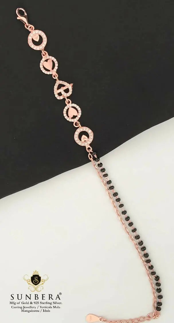 925 Silver Rose Gold Mangalsutra Bracelet Sarafa Bazar India