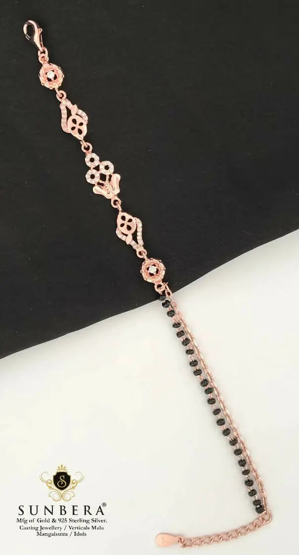 925 Silver Rose Gold Mangalsutra Bracelet Sarafa Bazar India