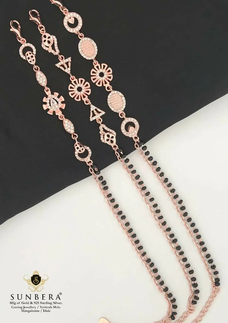 925 Silver Rose Gold Mangalsutra Bracelet Sarafa Bazar India