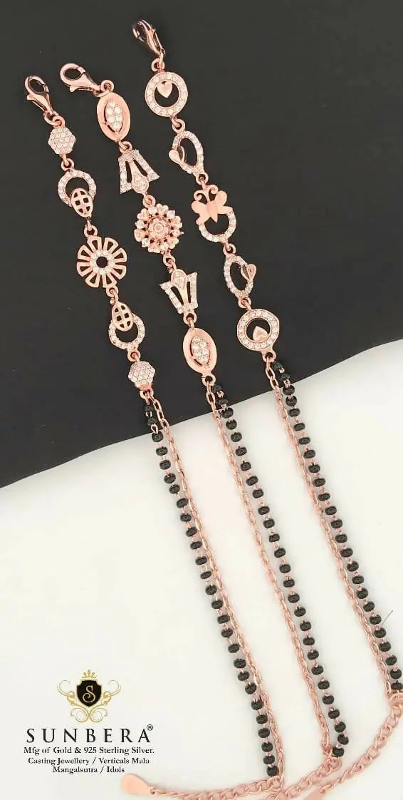 925 Silver Rose Gold Mangalsutra Bracelet Sarafa Bazar India