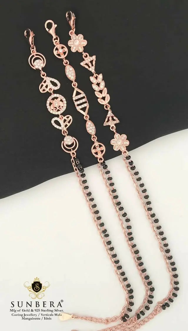 925 Silver Rose Gold Mangalsutra Bracelet Sarafa Bazar India