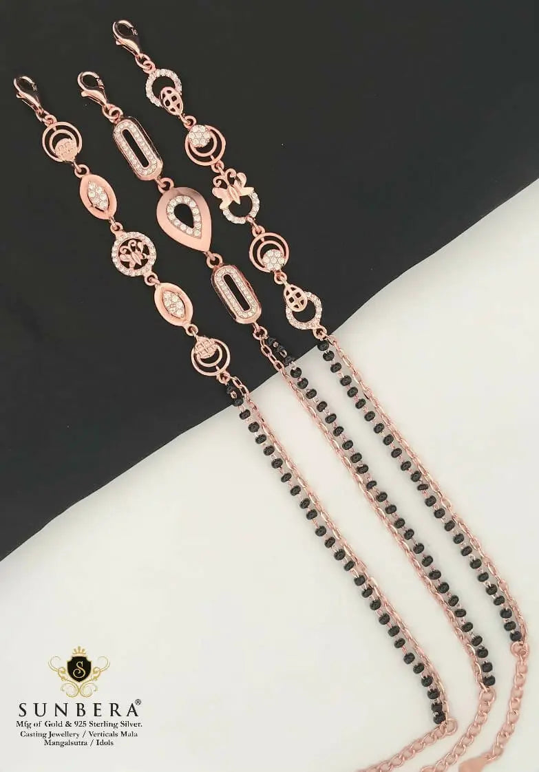 925 Silver Rose Gold Mangalsutra Bracelet Sarafa Bazar India