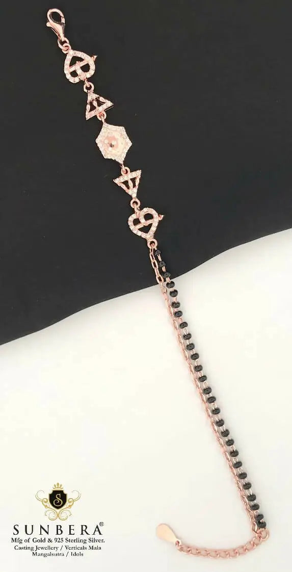 925 Silver Rose Gold Mangalsutra Bracelet Sarafa Bazar India