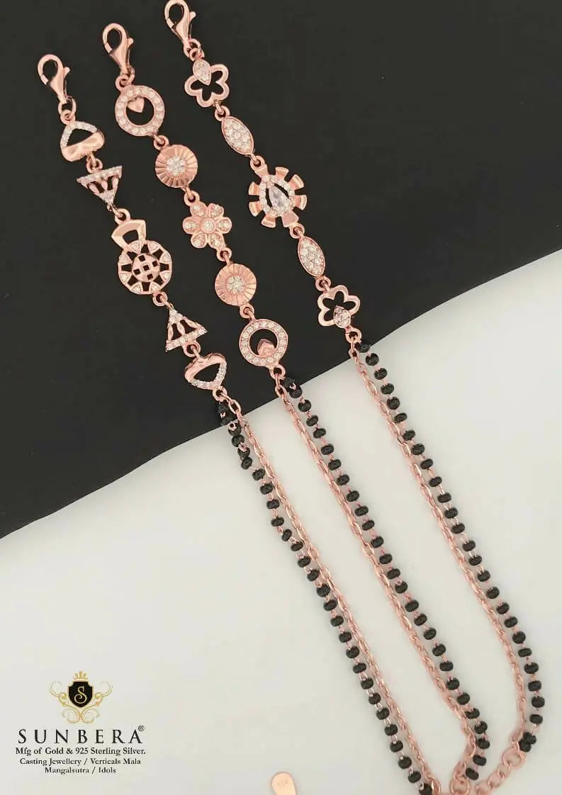 925 Silver Rose Gold Mangalsutra Bracelet Sarafa Bazar India