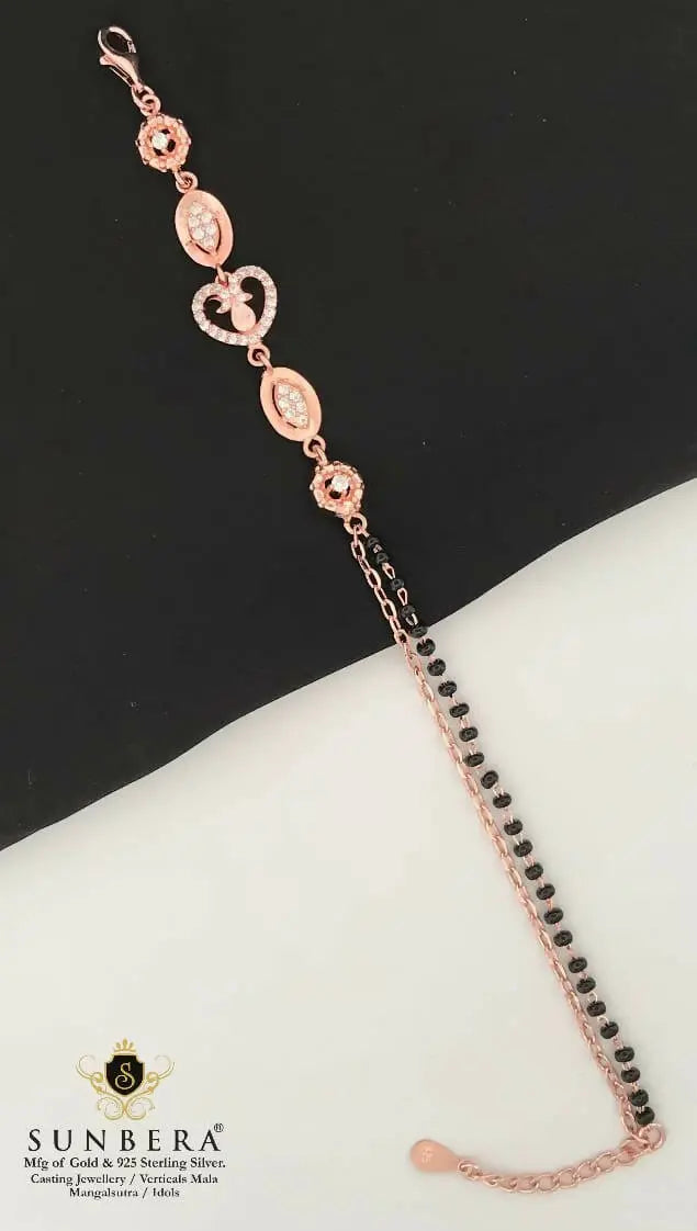 925 Silver Rose Gold Mangalsutra Bracelet Sarafa Bazar India